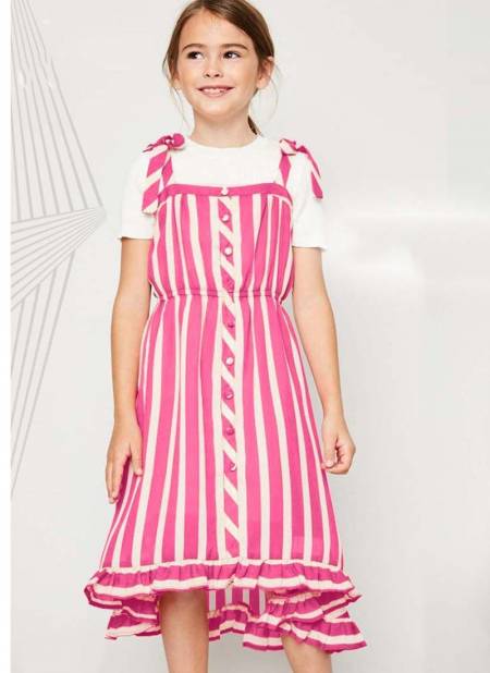 Pink Colour Fancy Wear Poli Rayon Digtal Printed Stylish Girls One Piece Kids Wear Collection Brightline-3